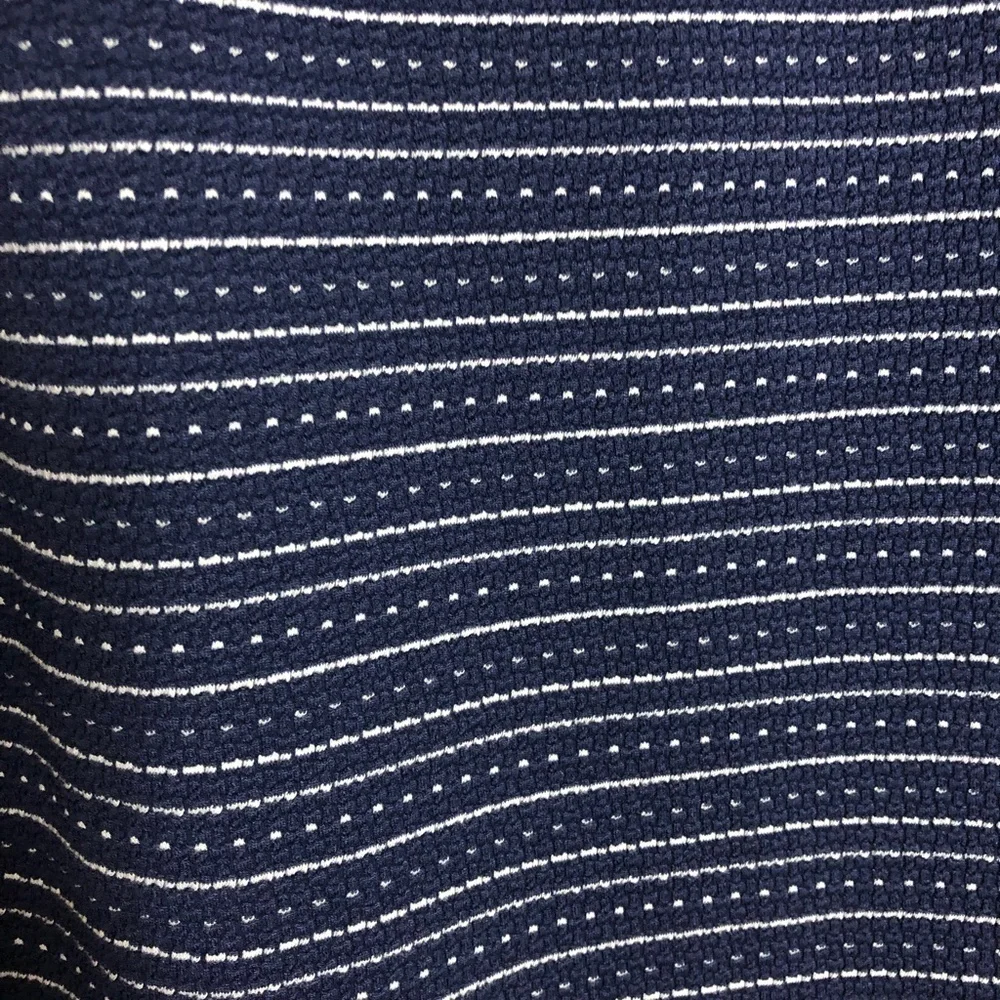 LOFT Blue/White Textured Stripe Square Neck Dress 3/4 Sleeve size Large …